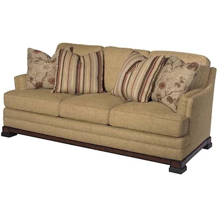 Three Seat Flair Arm Stationary Sofa in Tan Fabric